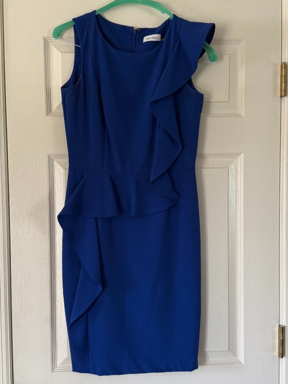 Calvin Klein Blue Ruffle Peplum Dress Size 4